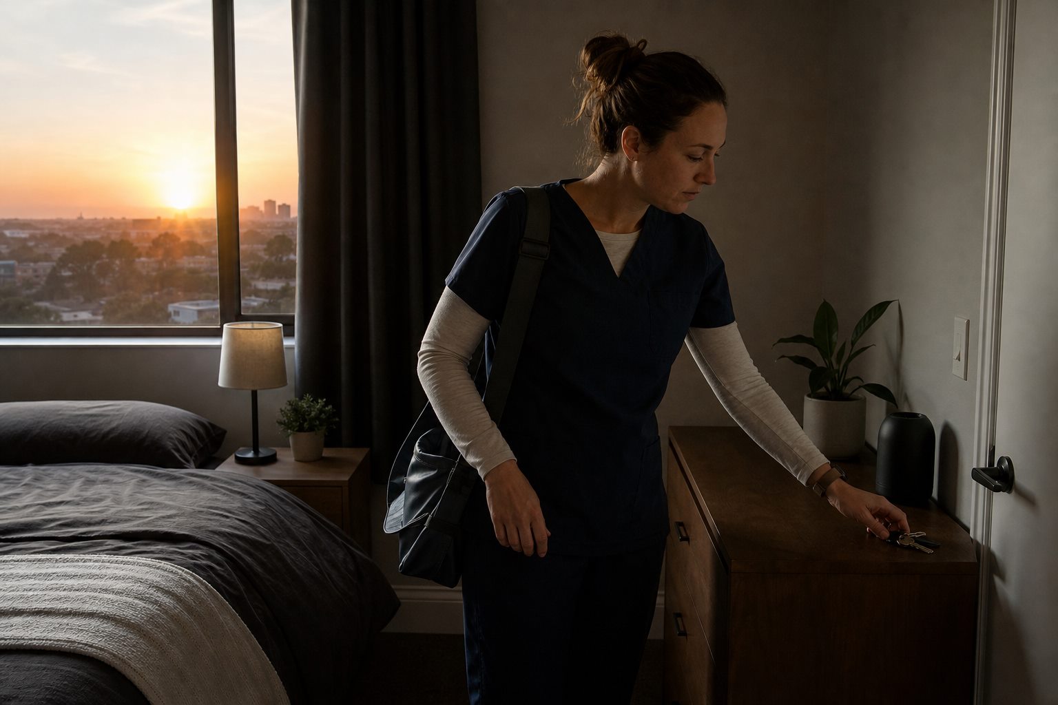 Illustration éditoriale originale pour « Travail de nuit : organiser le sommeil, les pauses et le retour chez soi »