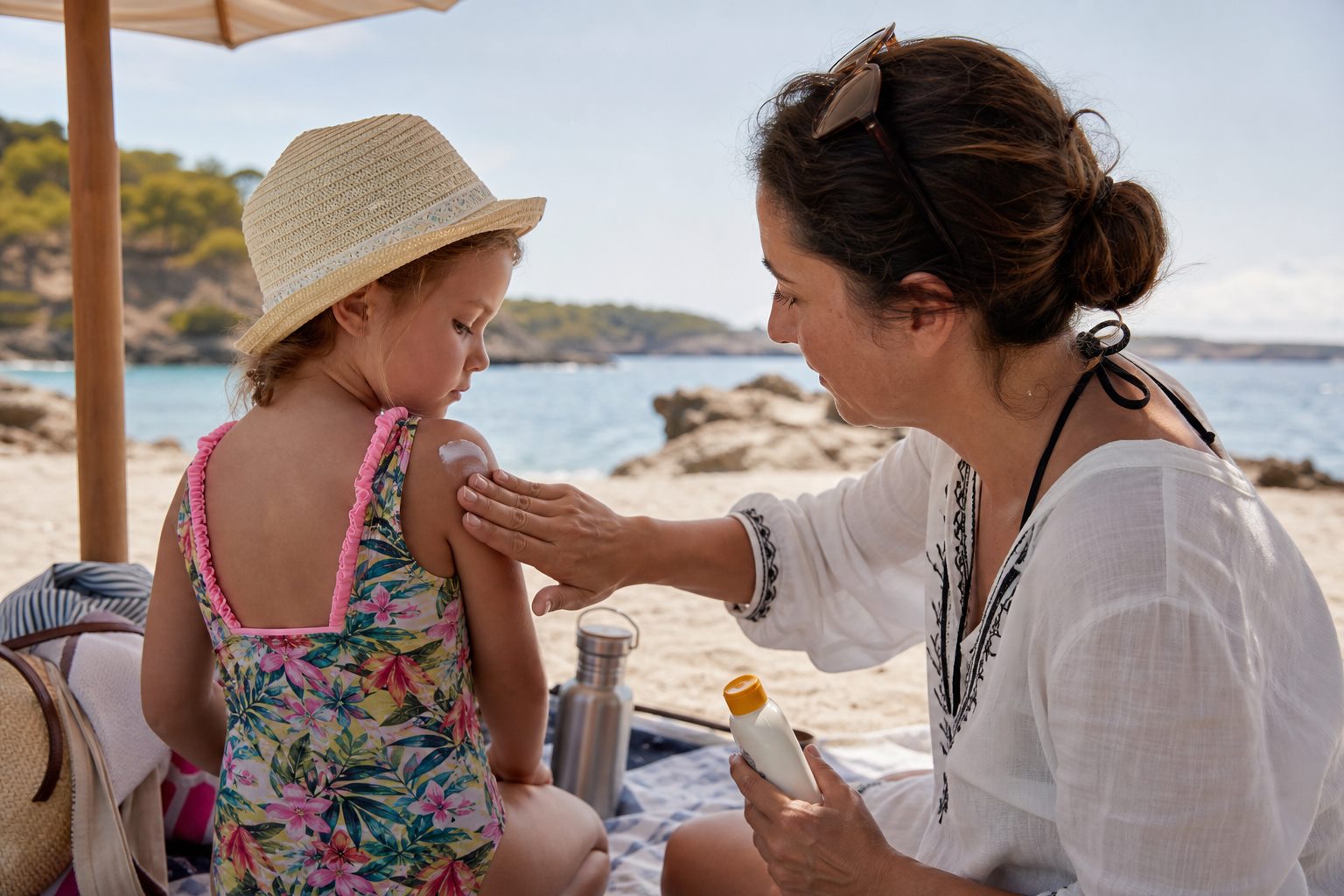 Illustration éditoriale originale pour « Indice UV, SPF, UVA : trois indications à ne pas confondre »