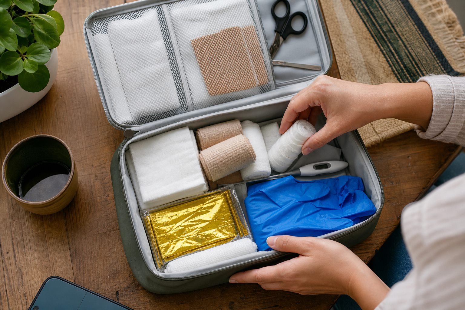 Illustration éditoriale originale pour « Trousse de secours à la maison : le matériel utile, les médicaments à part »