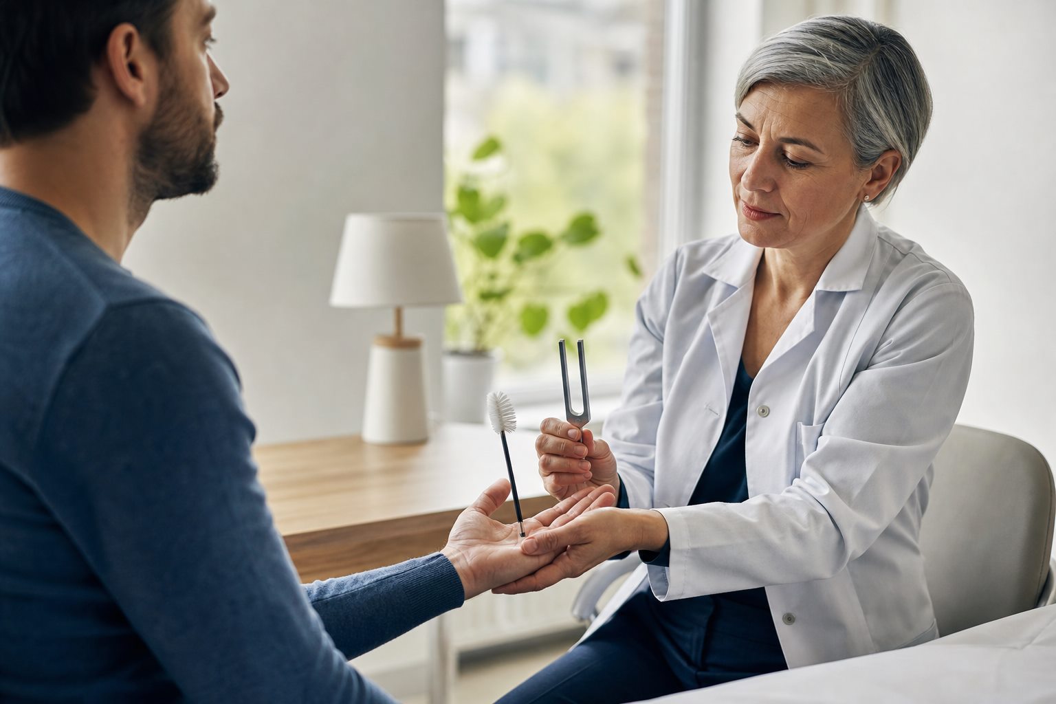 Illustration éditoriale originale pour « Brûlures, décharges, engourdissement : comprendre une douleur neuropathique »