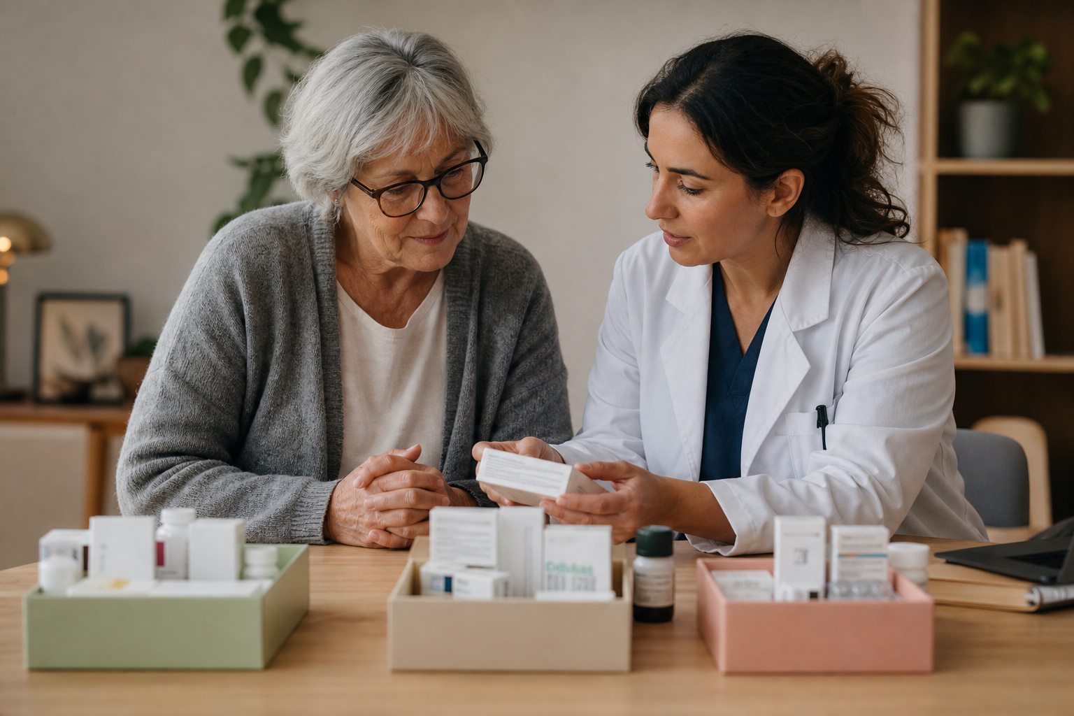 Illustration éditoriale originale pour « Déprescription : réduire ou arrêter un médicament avec un plan sûr »
