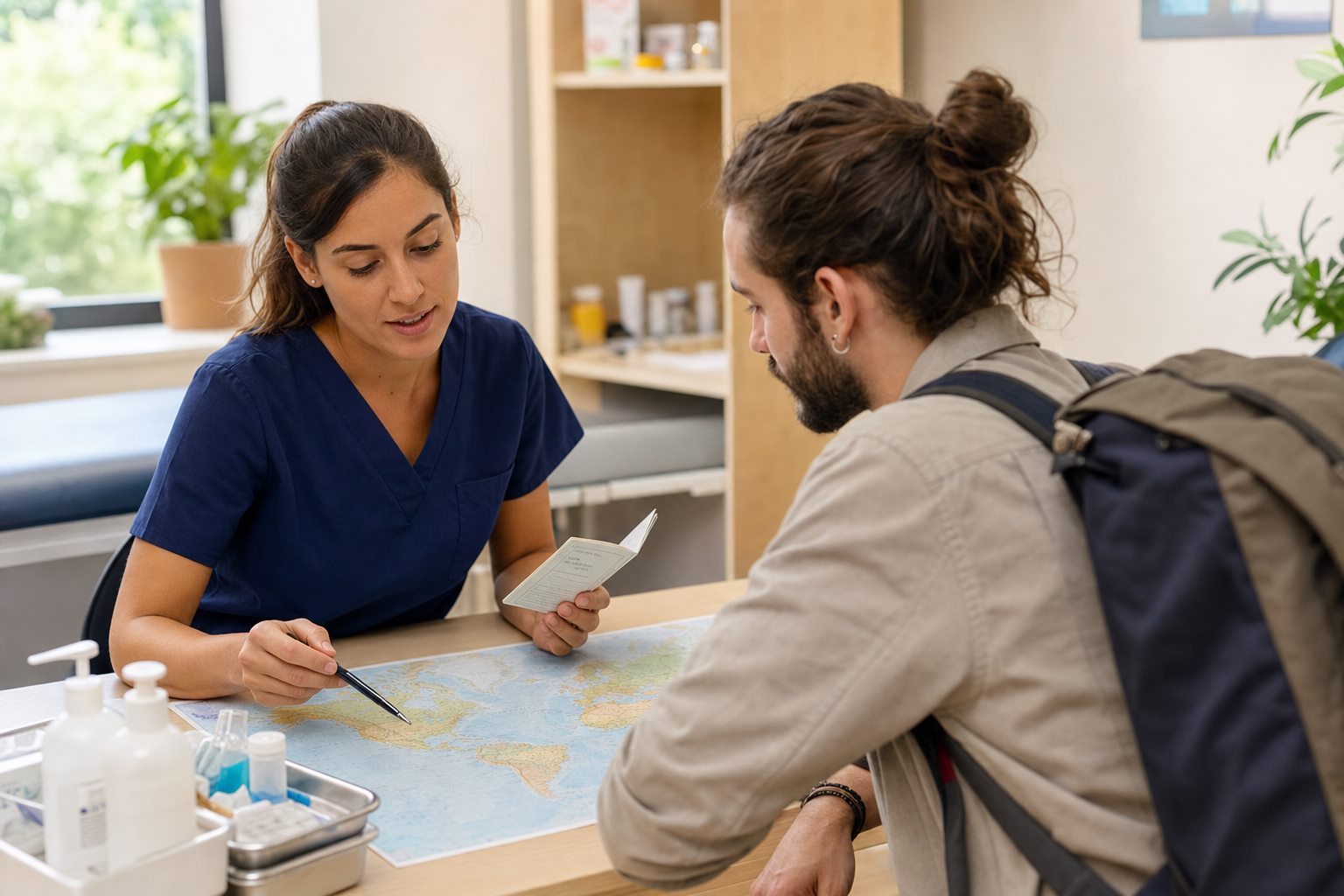 Illustration éditoriale originale pour « Vaccins de voyage : prévoir les doses, les délais et les certificats »