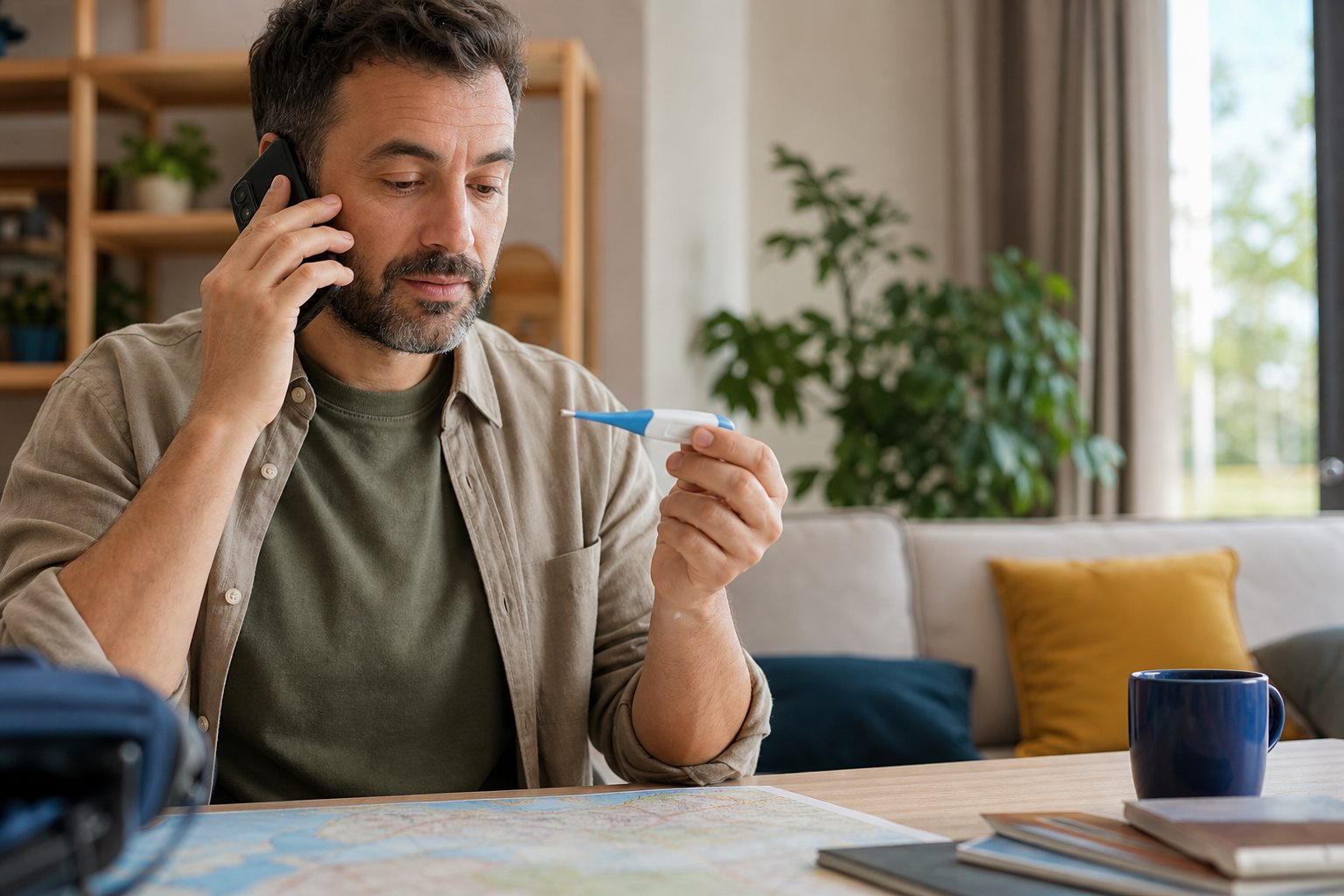Illustration éditoriale originale pour « Fièvre après un voyage : les informations à donner sans attendre »