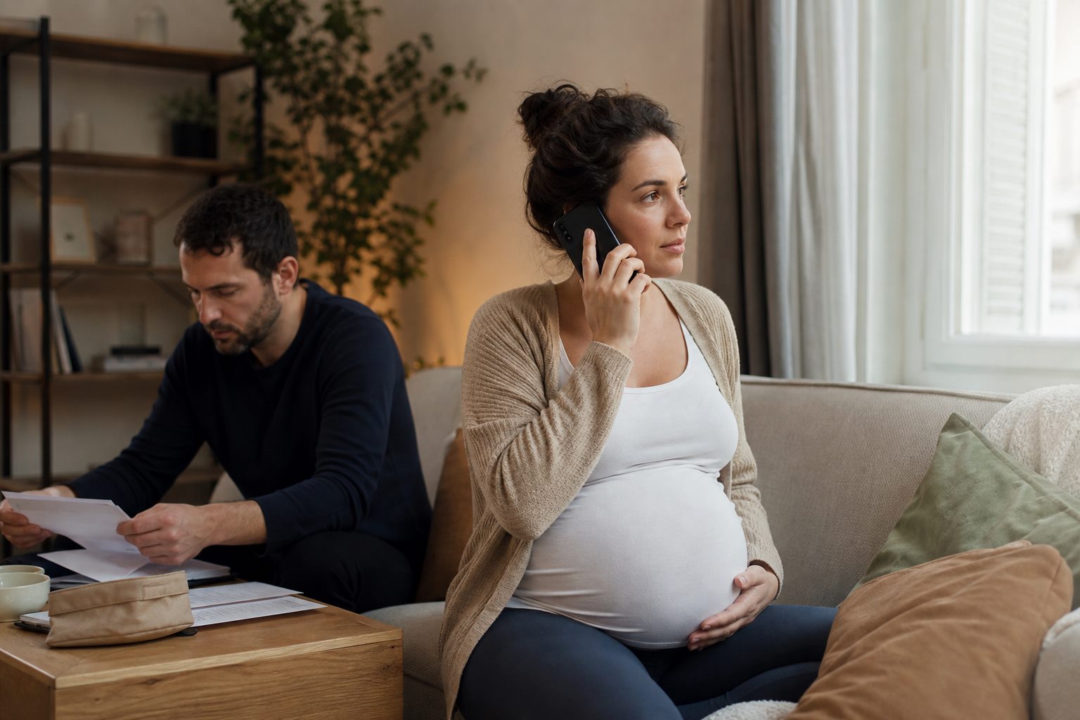 Illustration éditoriale originale pour « Grossesse : les signes qui justifient d’appeler sans attendre »