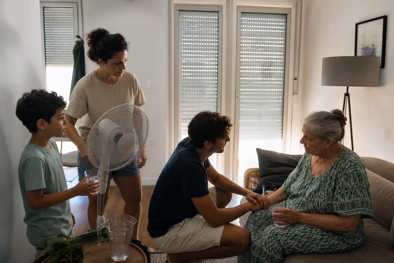 Illustration éditoriale originale pour « Logement en canicule : organiser la protection, le rafraîchissement et le repli »