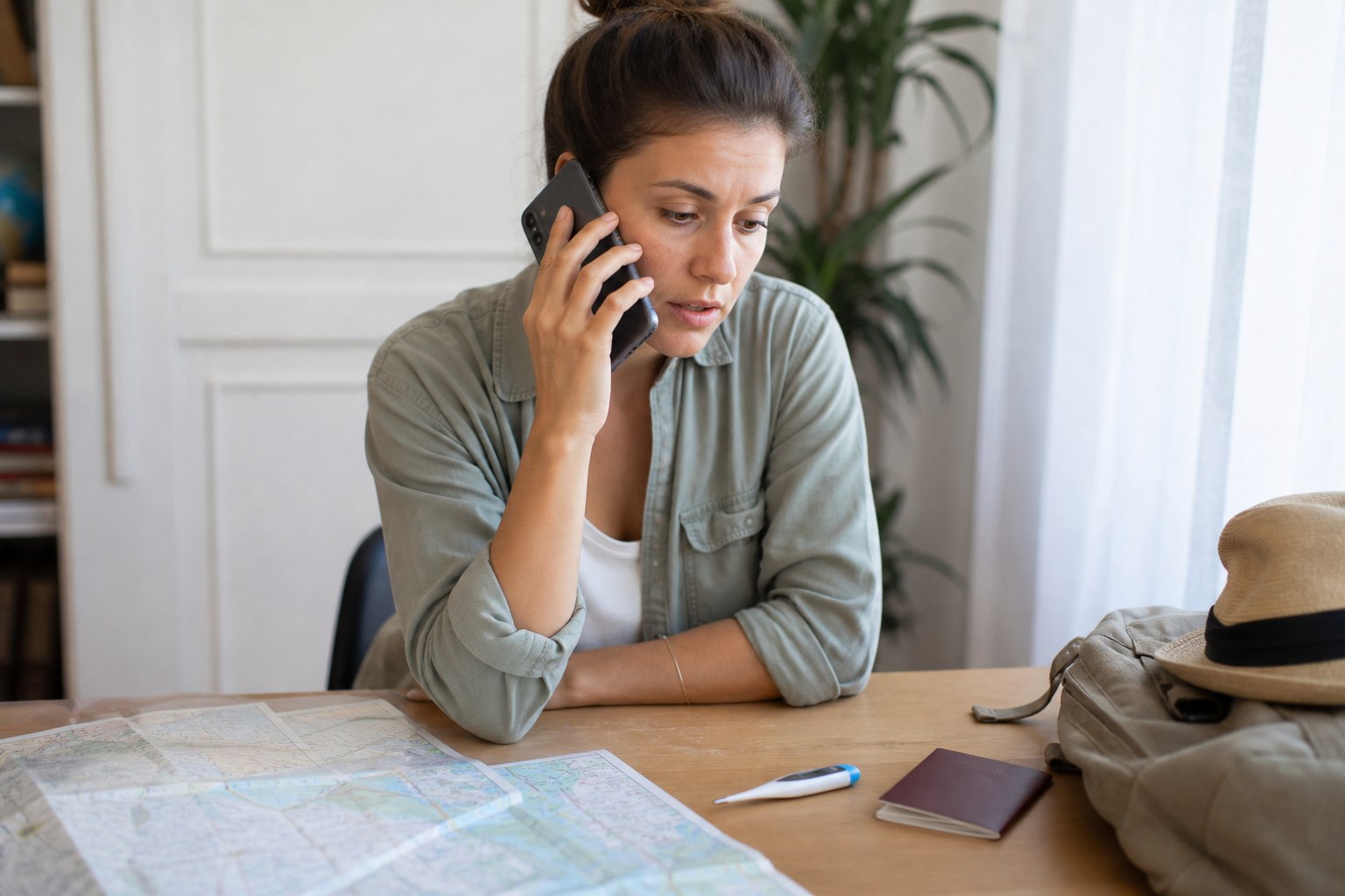 Illustration éditoriale originale pour « Fièvre au retour de voyage : les informations à donner dès le premier appel »