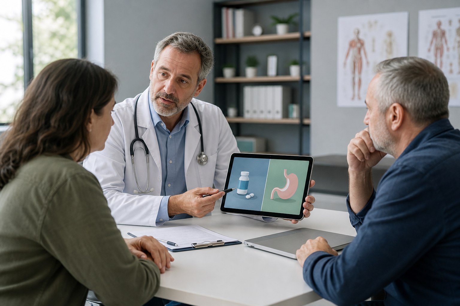 Illustration éditoriale originale pour « Chirurgie bariatrique ou médicament : pourquoi la comparaison est incomplète »